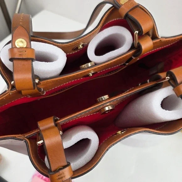 Dooney Bourke Small Barlow Flynn Tote Bag Leather Gray White Tan - Picture 5 of 15